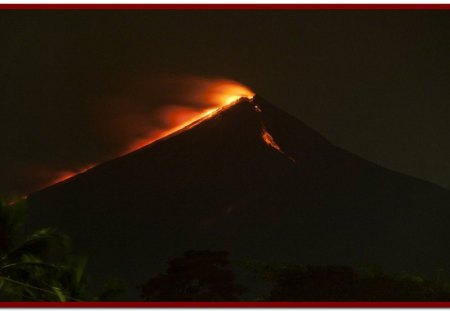 Volcano - night, volcano, lava, eruption