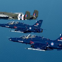 RCAF CT-155 (BAe Hawk T.Mk 2) Trainers with B 25 Mitchell.