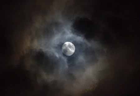 Moon and Clouds - moon, night, sky, clouds