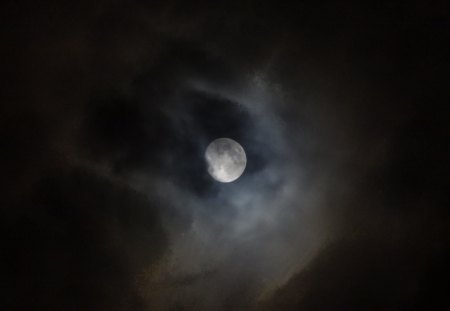 Moon and Clouds - moon, night, sky, clouds