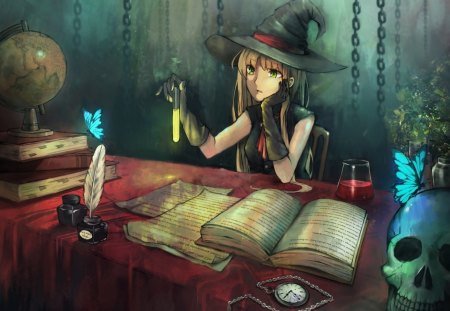 Anime witch - witch, anime, art, chemistry