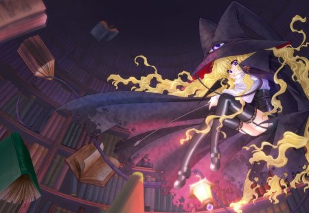 Lilith - witch, girl, dark, magic, anime, books, blonde