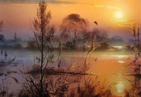 By Yushkevich Victor * Dawn - yushkevich victor, nature, painting, art, sunset