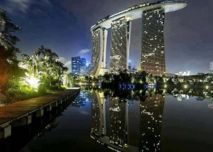 Skyscrapers - nature, lake, architecture, skyscrapers, other