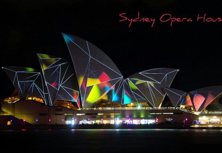 Sydney Opera House - night, neon, house, opera