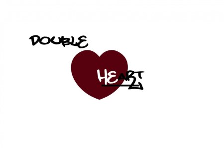 Double Heart - white, double, abstract, love plain, heart, black, read, text