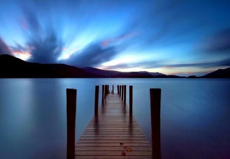 LAKE at NIGHT - night, lake, bridge, landscape