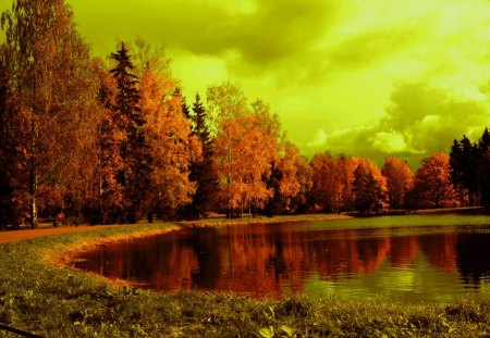 AUTUMN LAKE - clouds, agreshnov, pavlovsk, lake, forest