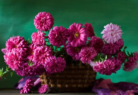 Still Life - pretty, purple flowers, romantic, beautiful, photography, beauty, romance, lovely, still life, bouquet, flowers, basket, nature, purple