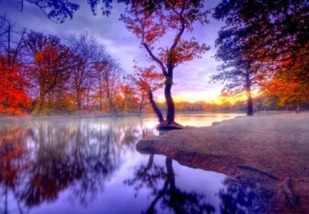 autumn view - nature, lake, view, autumn