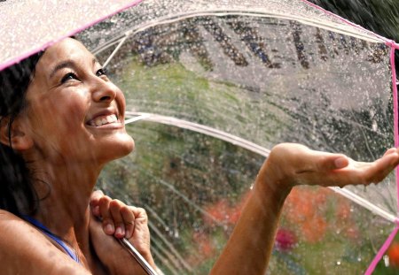 THE LAST SUMMER RAIN - mood, umbrella, rain, girl, drops