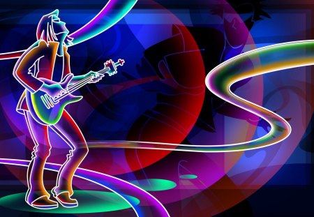 Guitarist - music, neon, nice, guitar