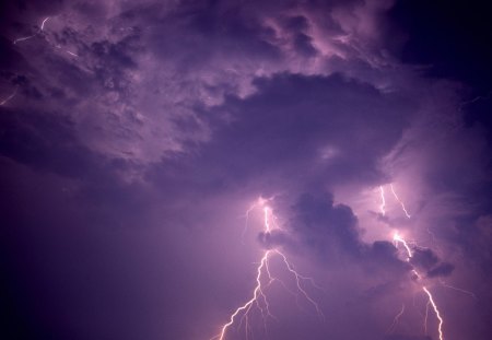 Lightning - sky, purple, lightning, clouds, nature