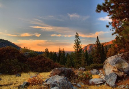 Over the Hills - Redux - hill, clouds, pinetree, scenery, beautiful, landscape, beauty, forest, mountain, tree, canon, cloud, hdr, sky