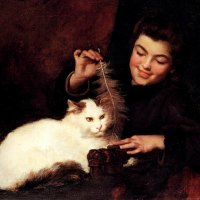 Antoine Jean Bail ~ Lady and the white cat