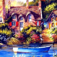 lovely painting of a beautiful Village