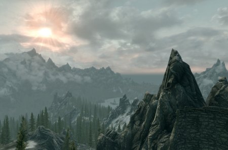 Skyrim: Mountain view - nature, scenery, skyrim, landscape, mountain