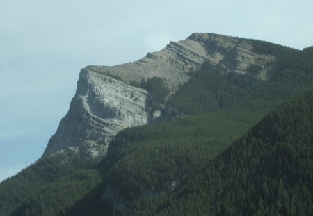 Majestic mountains of BC - Canada - sky, sharp, trees, grey, blue, summit, green, mountains