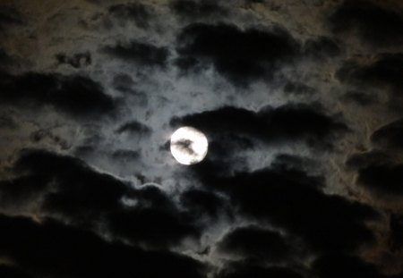 The Clouds and The Moon - moon, night, cloudy, sky