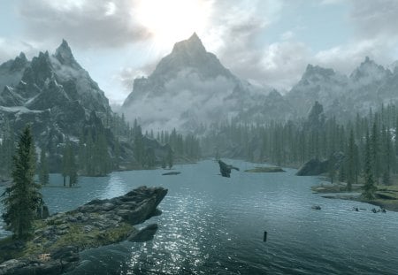 Skyrim: Lake - nature, scenery, skyrim, landscape, lake