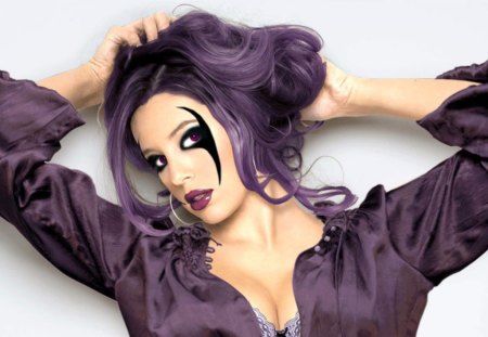 Goth Woman - woman, purple, make up, female, goth, pose, gothic