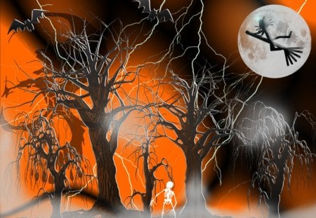 Cat Kittycat Halloween - moon, halloween, wood, kittycat, cats, animals, pets