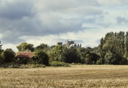 Ripon Cathedral - cathedral, england, countryside, field, sceanery