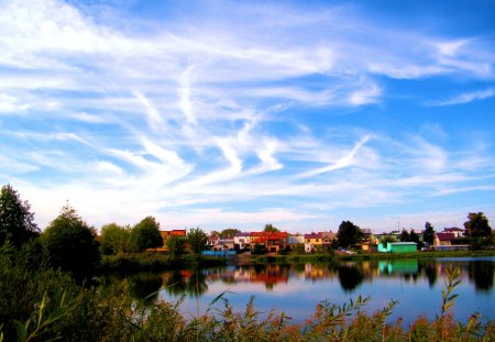 country town - burgh, clouds, sky, autumn