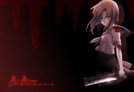 Ryuguu Rena - girl, sonozaki mion, blood, darkness, higurashi no naku koro ni, houjou satoko, furude rika, maebara keiichi, ryuguu rena, anime, sonozaki shion