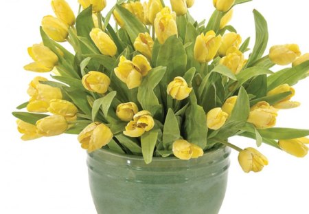 Abundant Spring♥ - warm, yellow, abundant, forever, spring, love, tulips, green, arrangement, bunch