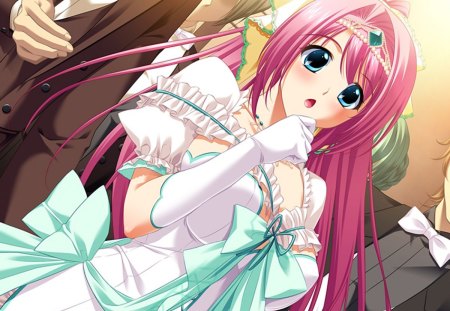 school 3 - anime, girl, long hair, pink hair, blue eyes