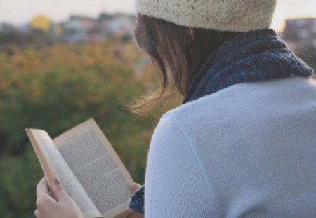 Reading a Book - sunny, reading, girl, book