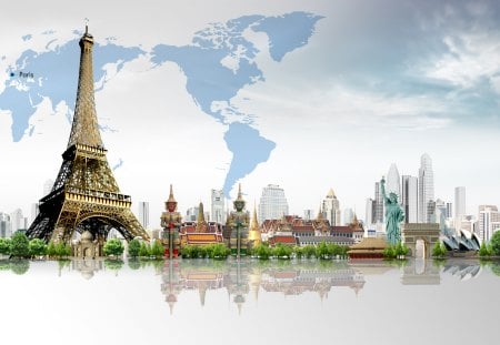 Around The World - paris, collage, eiffel tower, travelling