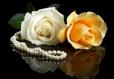 *** Wonderful Roses and Pearls *** - kwiaty, perly, natura, roze