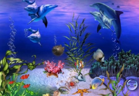 Cobalt Sea - oceans, seas, fish, dolphins, marinelife