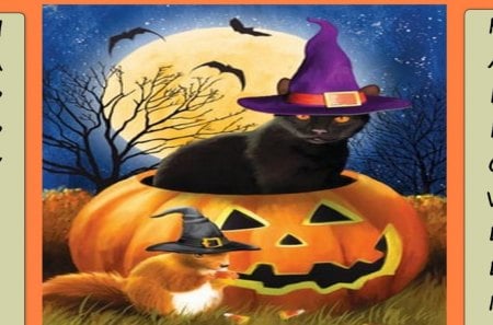 BEWITCHED - moon, bats, pumpkin, black cat