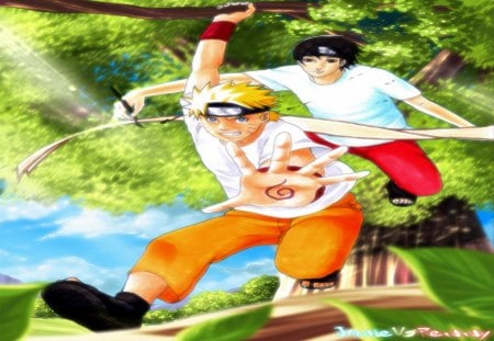 Naruto and Sai Collab - sai, naruto, collab, summer day