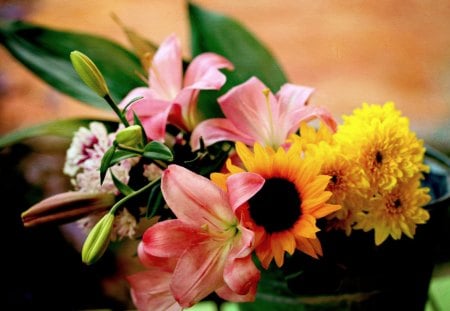 PRETTY FLOWERS - lilies, sunflowers, flowers, chrysanthemums