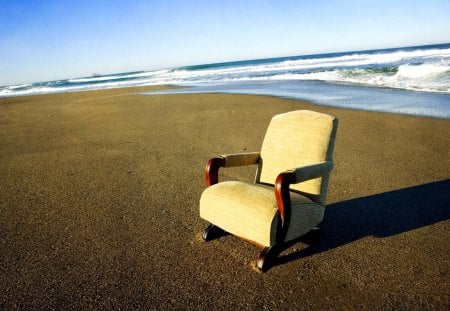 LONELY CHAIR - lonely, ocean, beach, chair