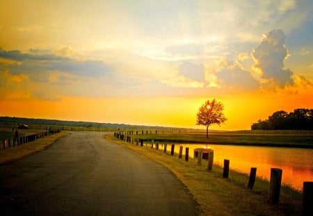 ROAD to HORIZON - road, landscape, sunset, sky