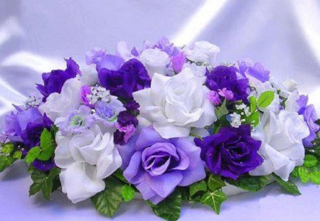 Purple and White Floral Perfection - flowers, roses, white, nature, purple, bouquet