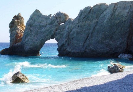 Through The Arch. - of, swimmers, couple, a