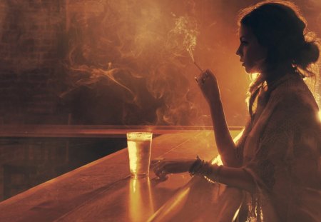 smokin.. - women, female, cigarrette, smoking, smoke