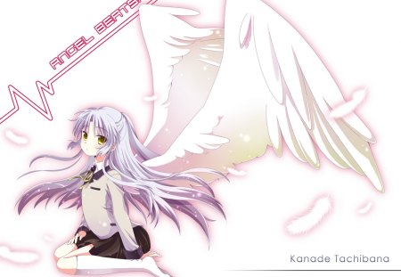 Kanade Tachibana - clouds, piano, anime, angel, angel beats, kanade tachibana, wings, otanasi, mountains, sky