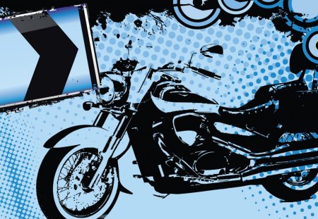 Motorcycle Grunge - abstract, motorcycle, fun, summer, blue, collage, vector, grunge, bike, signs, half tones