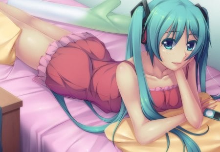 Anime - vocaloid, anime, headphones, opod, miku