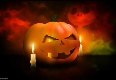 Happy Pumpkin - fantasy, candle, halloween, flame, pumpkin, happy