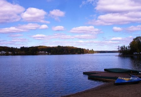 Lake Kashawagigamog, Haliburton Canada - sky, lake, blue, clouds, water