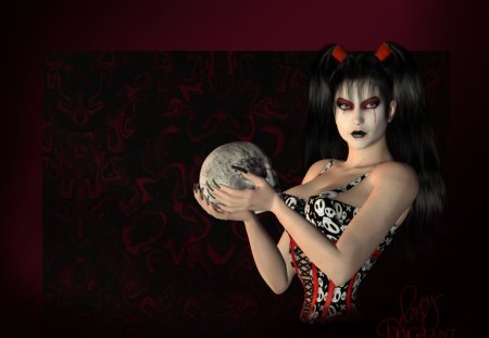 Hot topic hamlet - skull, hamlet, girl, hot, gothic, fantasy, horns