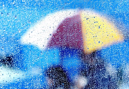 RAINY DAY - umbrella, people, rain, glass